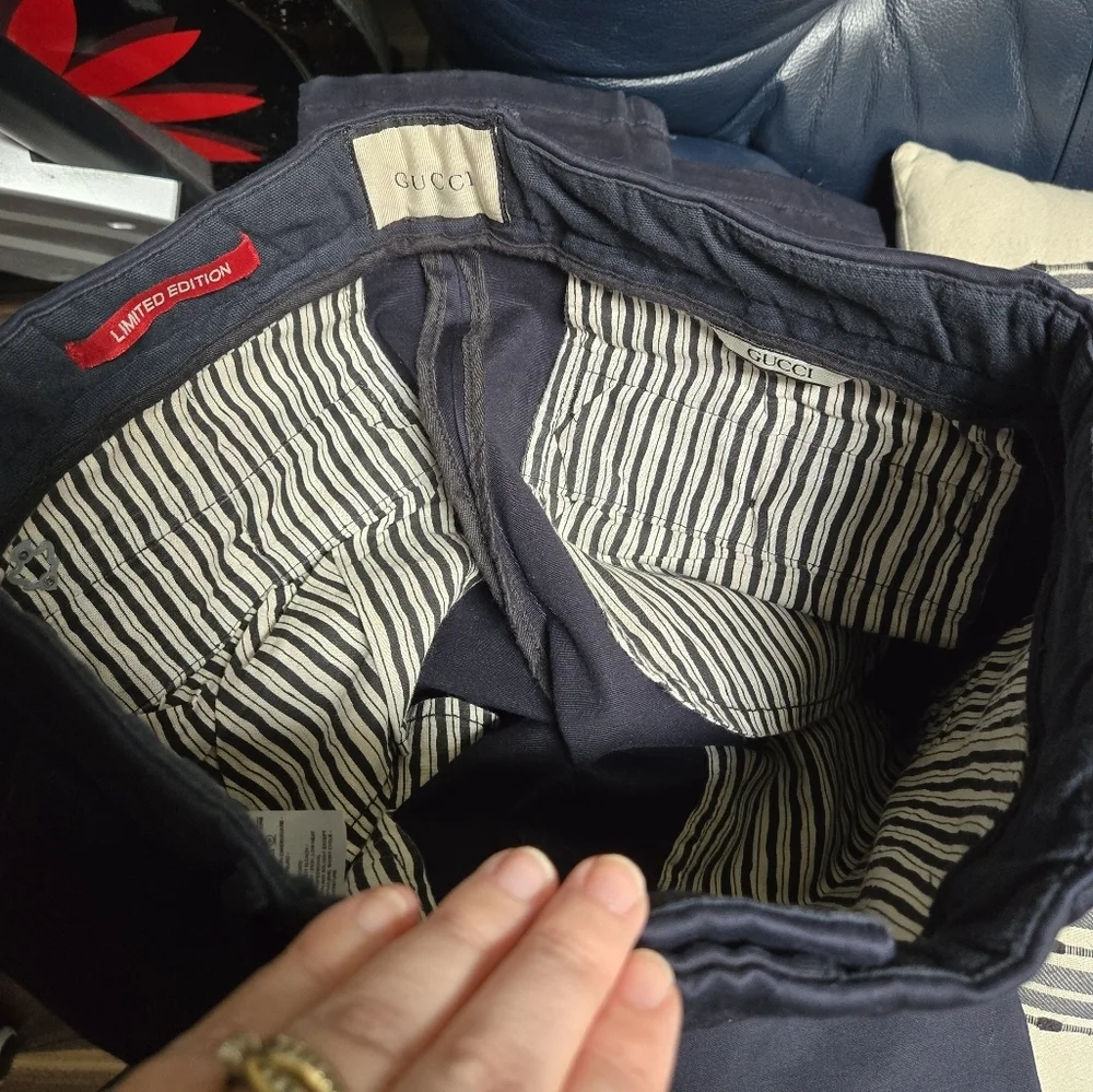 Gucci Limited Edition Navy Cotton Chino Trousers Pants - Picture 9 of 12